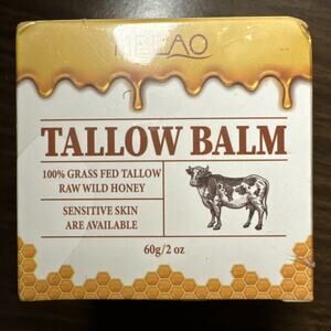Beef Tallow and Honey Balm for Skin, 2 OZ Grass-Fed Beef Tallow NIP